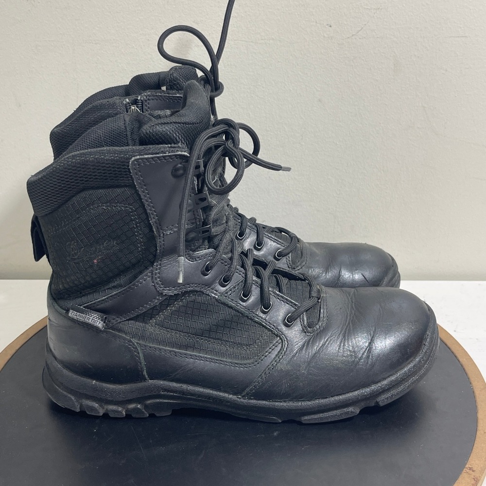 Danner Lookout Side-Zip 8"‎ Tactical Boots Men's 9 Black Leather Fabric Officer